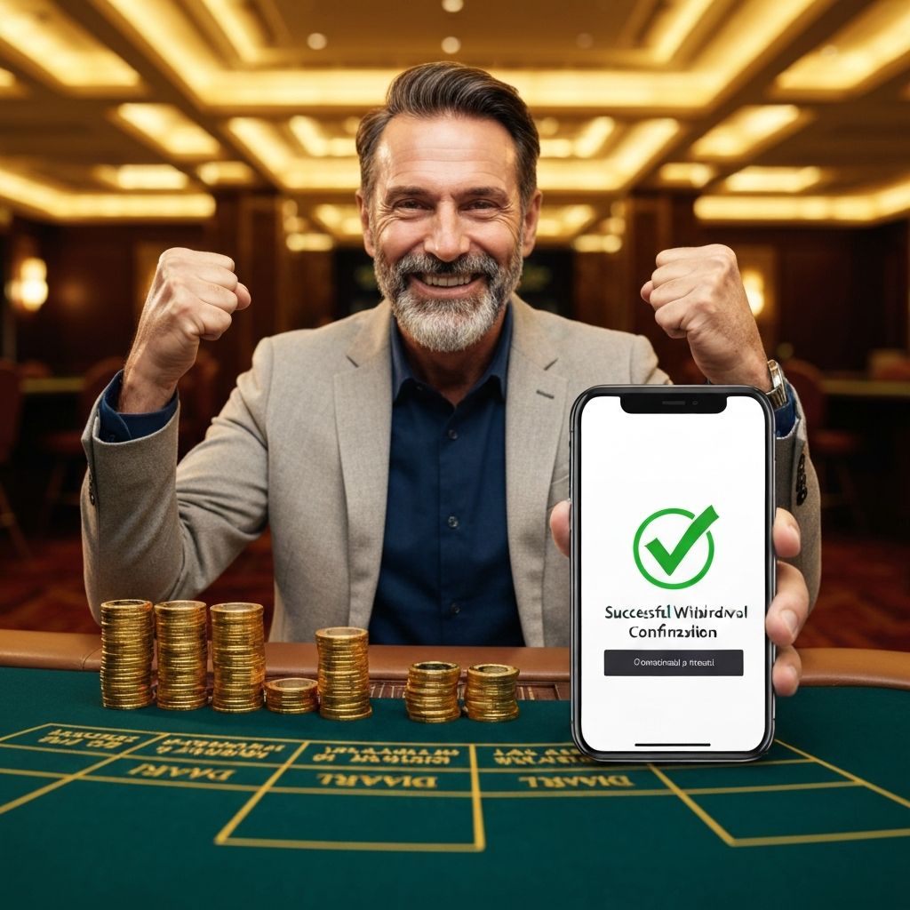 Safe casino winner — player celebrating withdrawal success at trusted online casino